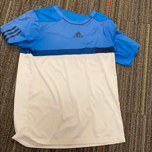 Adidas Tennis Shirt (White/Blue) Size: M
